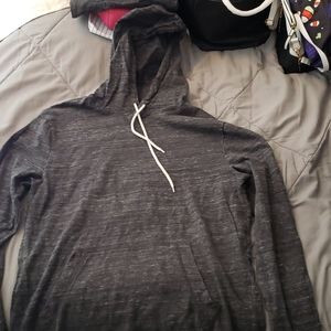 Grey Hooded Long Sleeve Shirt